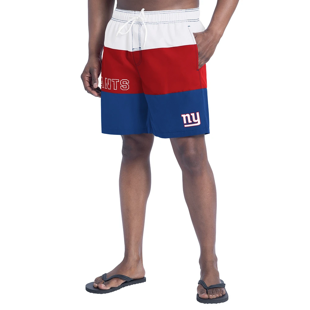 Short de bain G-III Sports by Carl Banks pour homme, bleu royal/rouge, motif Sunrise Volley des New York Giants