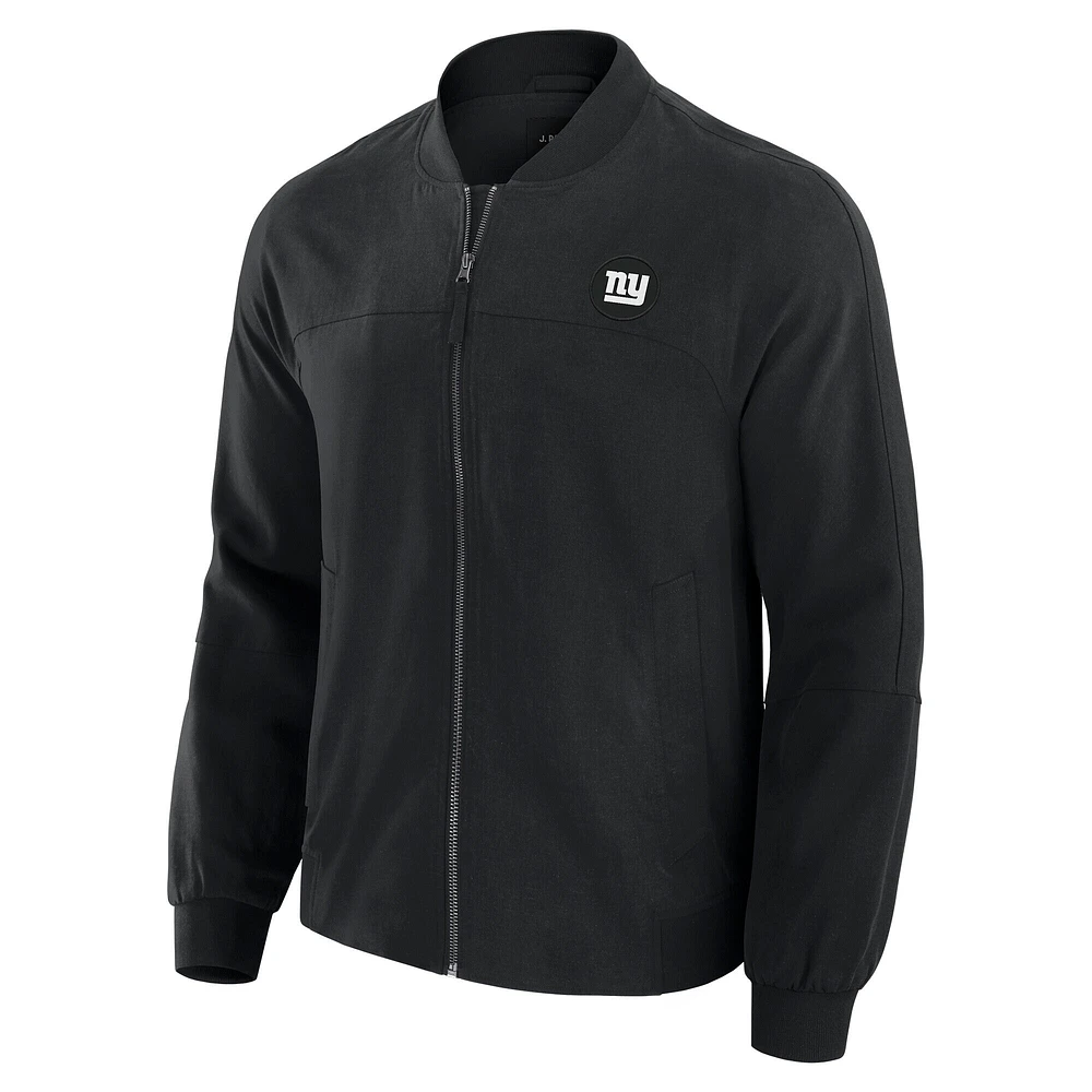 Men's J. Palmer Black New York Giants Lightweight Cover-4 Tri-Blend Full-Zip Jacket