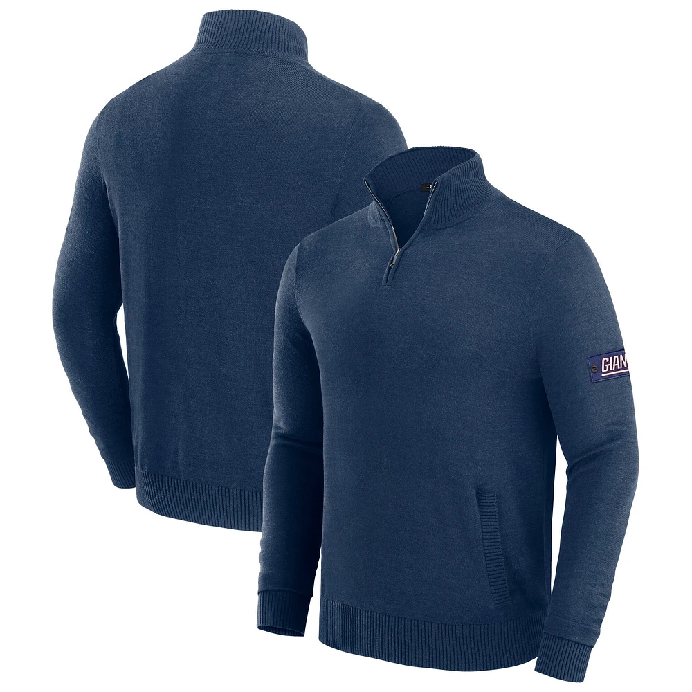 Men's J. Palmer Navy New York Giants Franchise Quarter-Zip Sweater