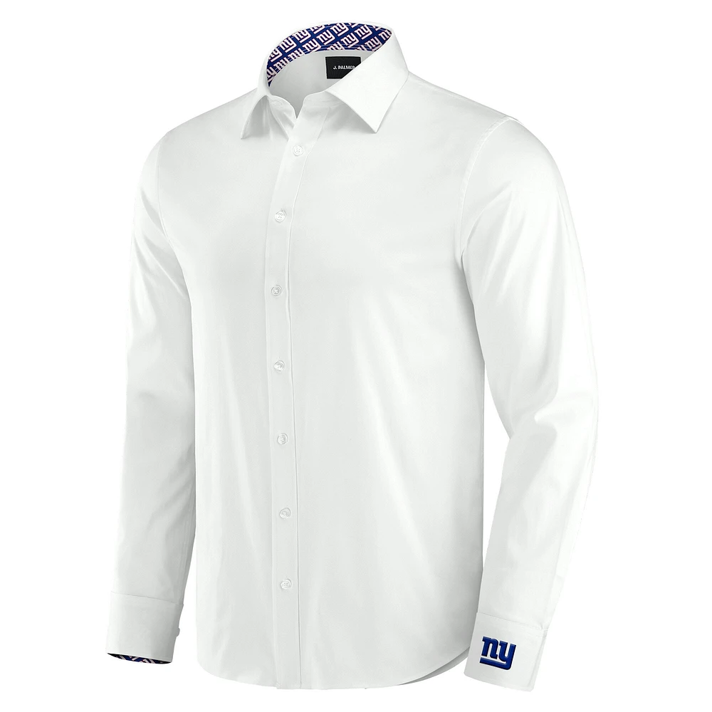 Chemise boutonnée à manches longues pour homme J. Palmer New York Giants Man-In-Motion blanche