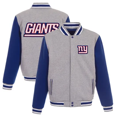 New York Giants JH Design Reversible Fleece Full-Snap Jacket - Gray/Royal