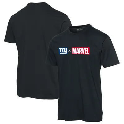 New York Giants Junk Food Marvel Logo T-Shirt - Black