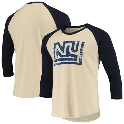 New York Giants Majestic Threads Gridiron Classics Raglan 3/4-Sleeve T-Shirt - Cream/Navy