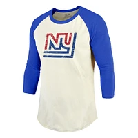 Men's Majestic Threads Lawrence Taylor Cream/Red New York Giants Retired Player Name & Number 3/4 Raglan Sleeve T-Shirt