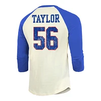 Men's Majestic Threads Lawrence Taylor Cream/Red New York Giants Retired Player Name & Number 3/4 Raglan Sleeve T-Shirt