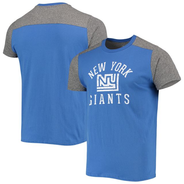 Majestic Threads Homme Royal/Heathered Grey New York Giants Gridiron Classics Field Goal T-shirt flammé