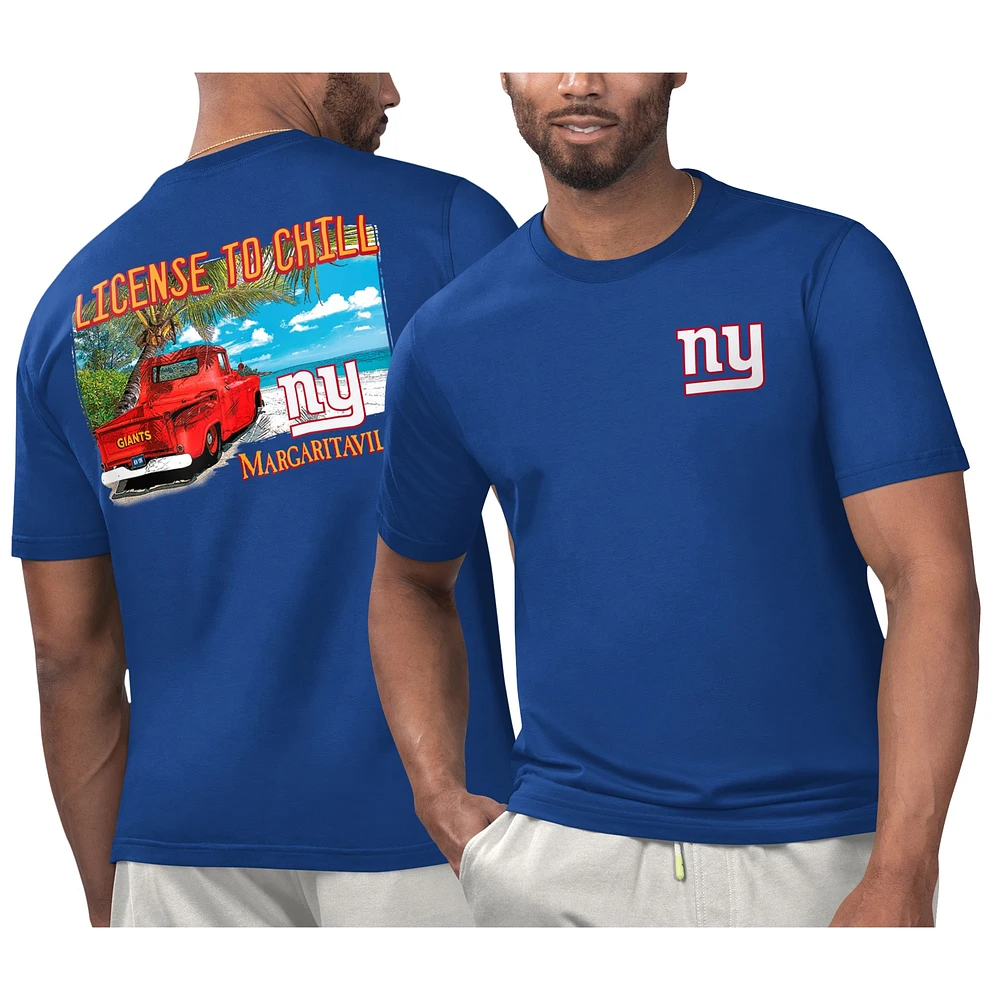 T-shirt Margaritaville Royal New York Giants pour hommes sous licence se détendre