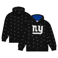 Sweat à capuche noir en polaire imprimé intégral Mitchell & Ness pour hommes des Giants de New York