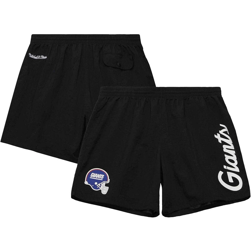 Short en nylon noir Mitchell & Ness Team Essentials des Giants de New York pour homme