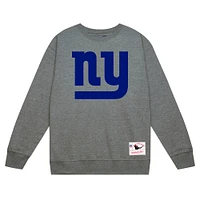 Men's Mitchell & Ness Heather Gray New York Giants Basic Fleece Pullover Sweatshirt