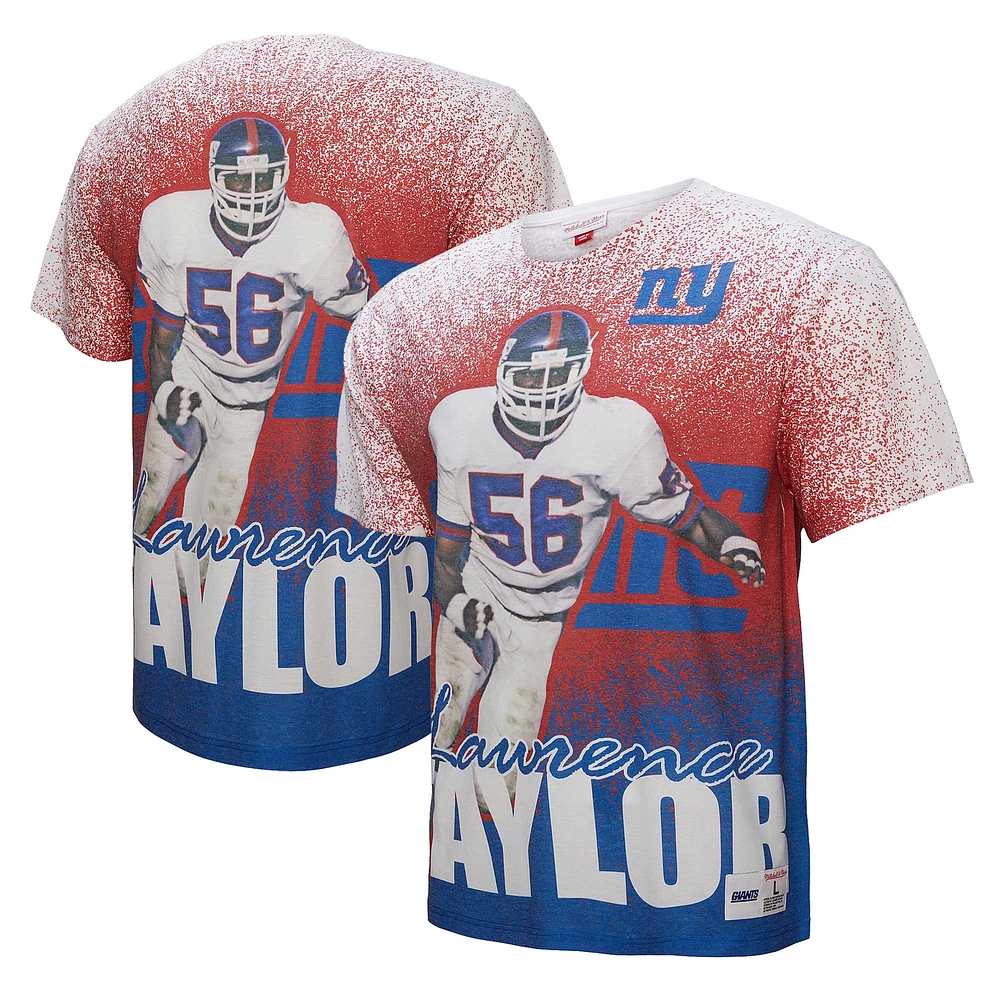 T-shirt Mitchell & Ness Lawrence Taylor pour homme, joueur retraité des New York Giants, gris Burst