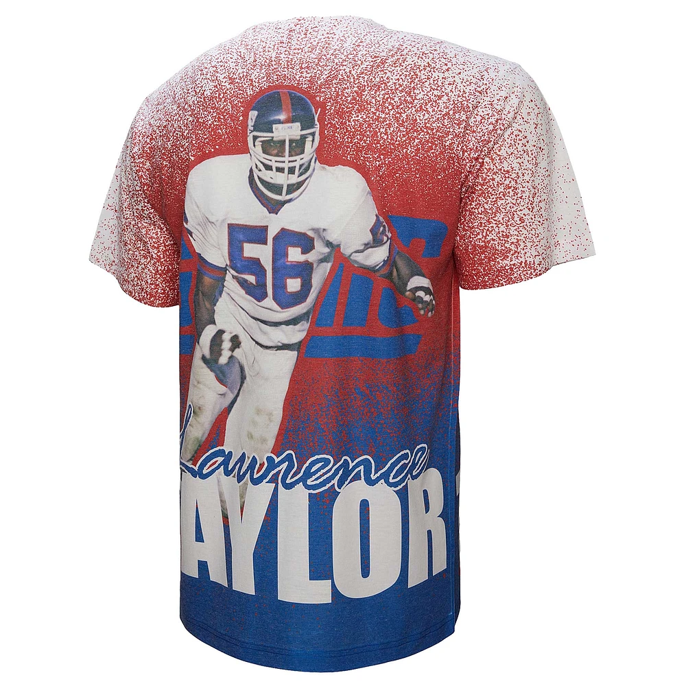 T-shirt Mitchell & Ness Lawrence Taylor pour homme, joueur retraité des New York Giants, gris Burst