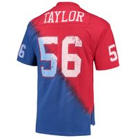 Men's Mitchell & Ness Lawrence Taylor Red/Royal New York Giants Retired Player Name Number Diagonal Tie-Dye V-Neck T-Shirt