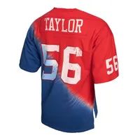 Men's Mitchell & Ness Lawrence Taylor Royal/Red New York Giants Retired Player Name Number Diagonal Tie-Dye - V-Neck T-Shirt