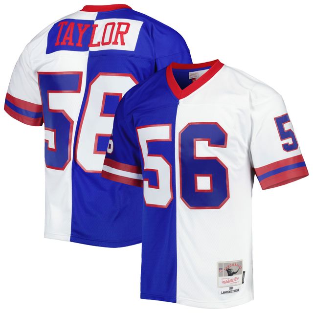 Maillot réplique Mitchell & Ness Lawrence Taylor Royal/Blanc New York Giants 1986 Split Legacy pour hommes