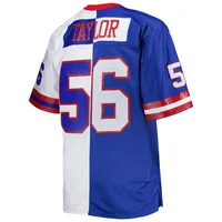 Men's Mitchell & Ness Lawrence Taylor Royal/White New York Giants Big Tall Split Legacy Retired Player Replica Jersey