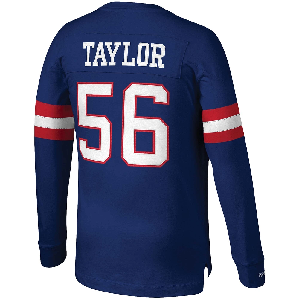 Men's Mitchell & Ness Lawrence Taylor Royal New York Giants Big Tall Cut Sew Player Name Number Long Sleeve T-Shirt