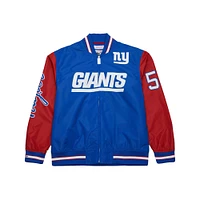 Men's Mitchell & Ness Lawrence Taylor Royal New York Giants Retired Player Graphic Full-Zip Satin Jacket