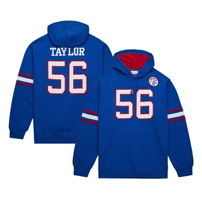 Sweat à capuche pour homme Mitchell & Ness Lawrence Taylor Royal New York Giants avec nom et numéro de joueur retraité