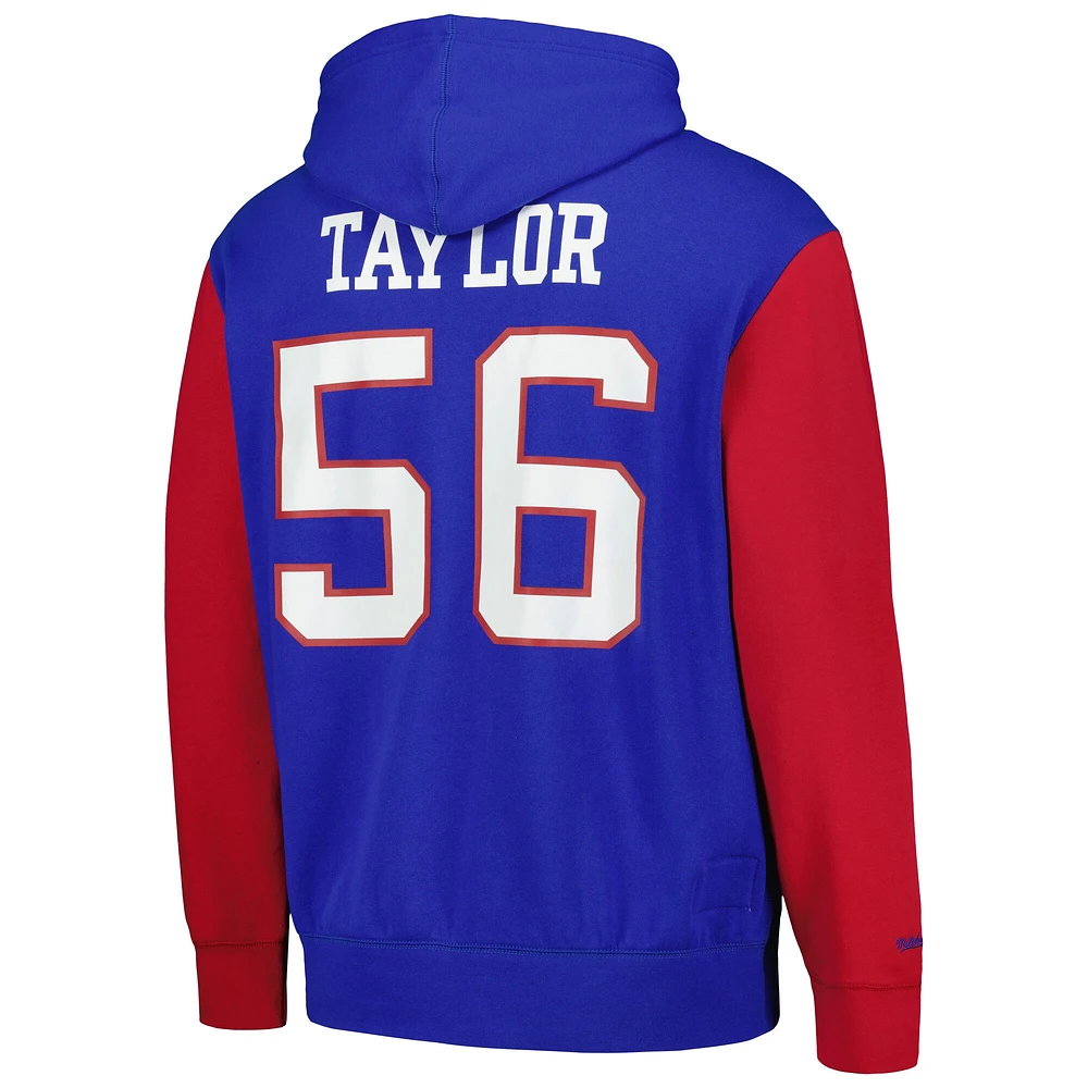 Mitchell & Ness Lawrence Taylor Royal New York Giants Nom et numéro du joueur retraité pour hommes - Sweat à capuche