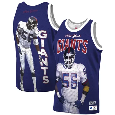 Men's Mitchell & Ness Lawrence Taylor Royal/White New York Giants Big Tall Split Legacy Retired Player Replica Jersey
