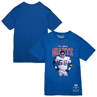 T-shirt pour homme Mitchell & Ness Lawrence Taylor Royal New York Giants, joueur retraité, Sideline