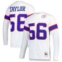 Men's Mitchell & Ness Lawrence Taylor White New York Giants Retired Player Name Number Long Sleeve Top