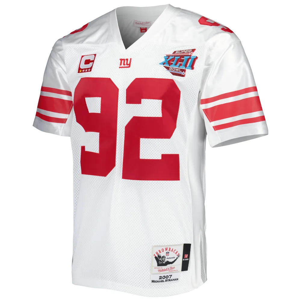 Mitchell & Ness Men's Mitchell & Ness Michael Strahan White New York Giants  Super Bowl XLII Authentic Throwback Retired Player Jersey