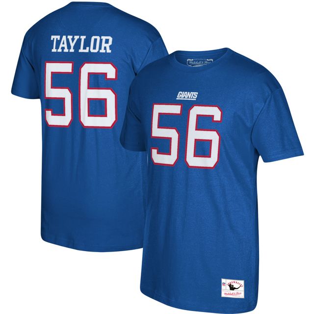 T-shirt avec nom et numéro du joueur à la retraite Mitchell & Ness des Giants de New York Lawrence Taylor Royal pour homme