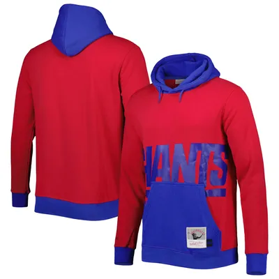 New York Giants Mitchell & Ness Big Tall Face Pullover Hoodie - Red/Royal