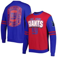 New York Giants Mitchell & Ness Big & Tall Post Season Run Crew Neck  Sweatshirt - Heathered Gray/Royal