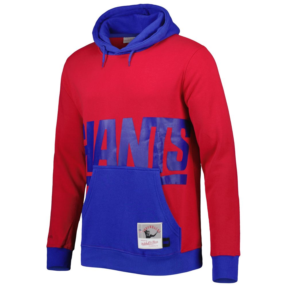 Men's Mitchell & Ness Red New York Giants Big Face 5.0 Pullover Hoodie