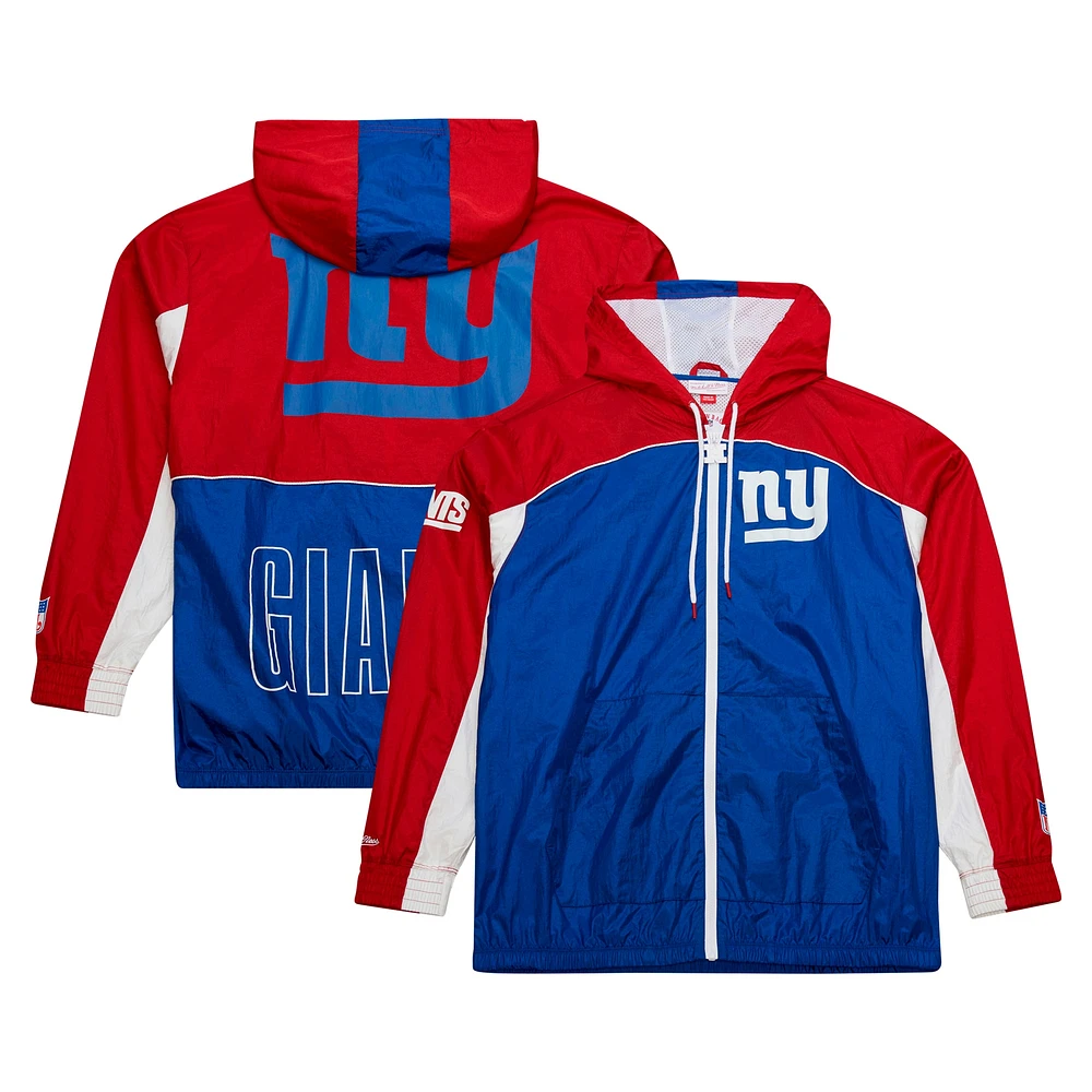 Men's Mitchell & Ness White New York Giants Big Shot Premium Full-Zip Windbreaker