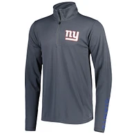 Sweat à capuche demi-zip MSX by Michael Strahan gris anthracite New York Giants pour homme