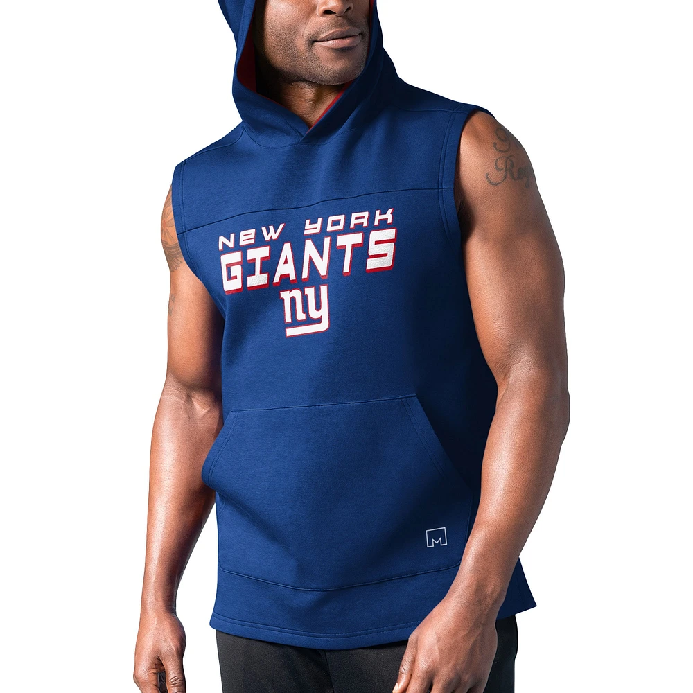 Men's MSX by Michael Strahan Royal New York Giants Captain Sleeveless Hoodie T-Shirt