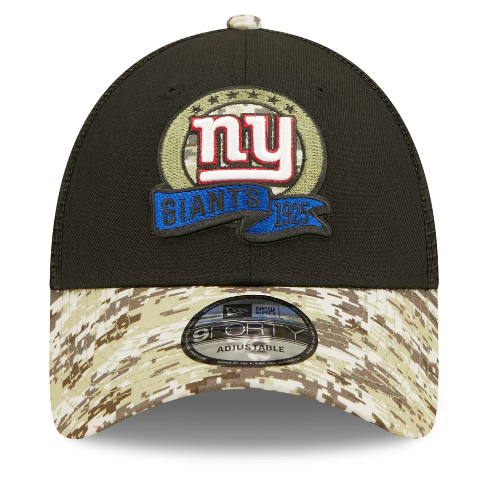 New Era Men's New Era Black/Camo New York Giants 2022 Salute To Service  9FORTY Snapback Trucker Hat