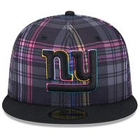 Men's New Era Black York Giants 2024 NFL Crucial Catch Plaid 59FIFTY Fitted Hat