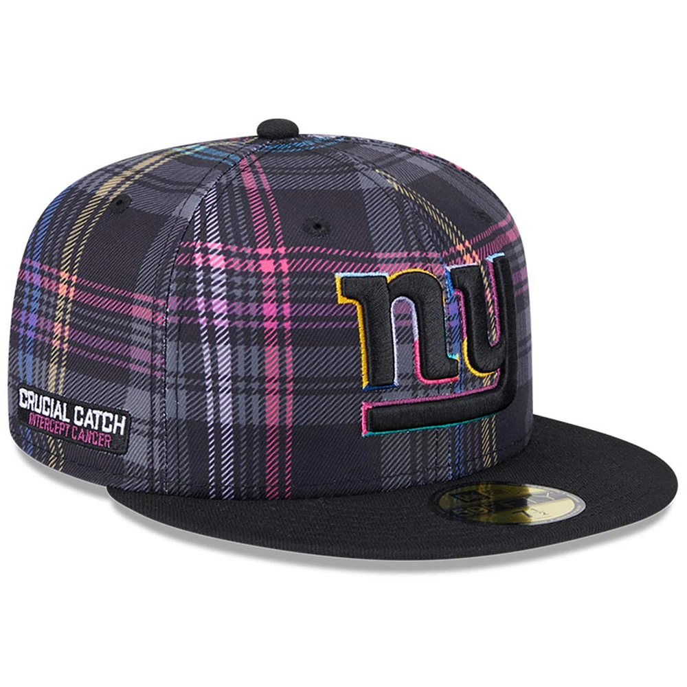 Men's New Era Black York Giants 2024 NFL Crucial Catch Plaid 59FIFTY Fitted Hat