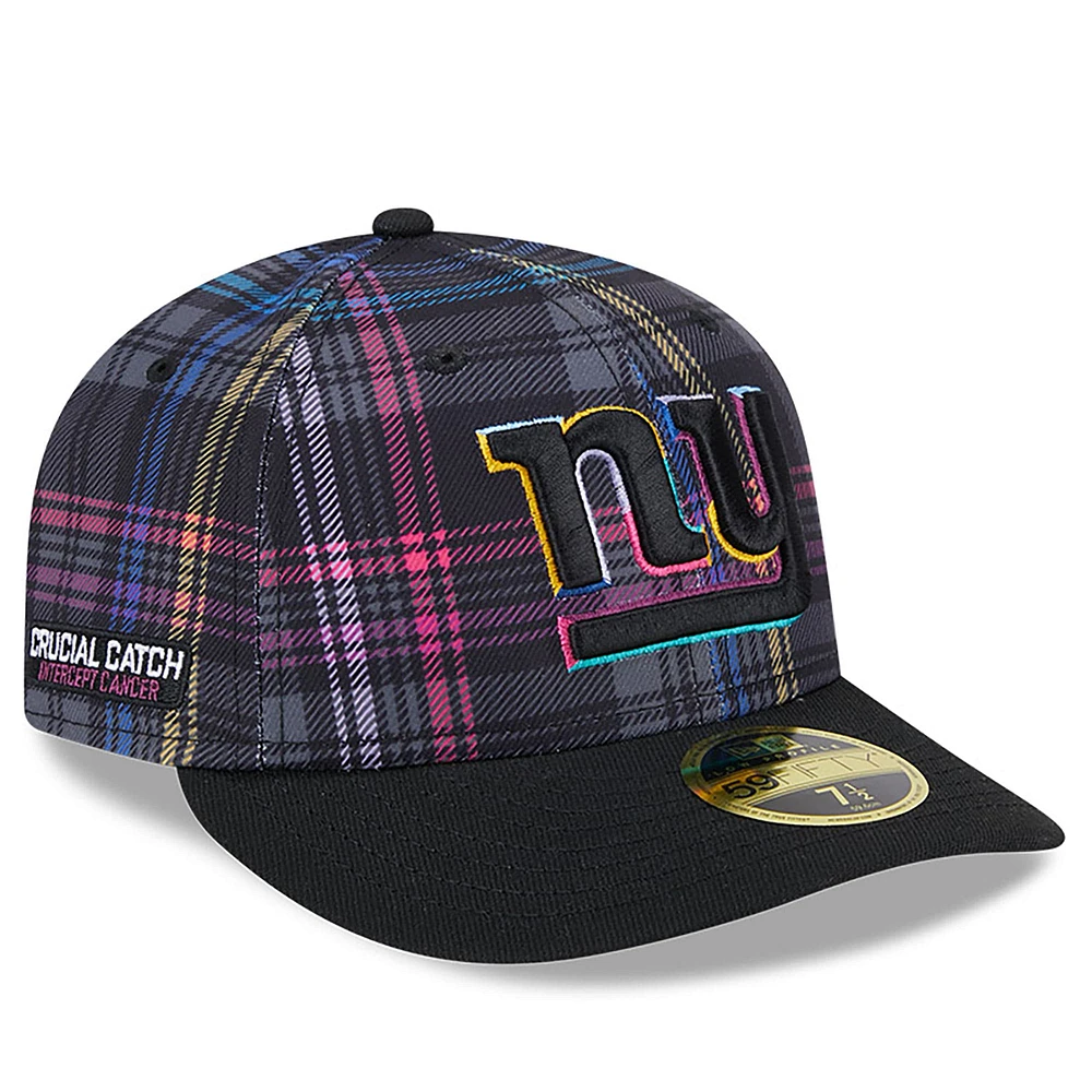 Casquette ajustée 59FIFTY à profil bas carreaux NFL Crucial Catch 2024 New Era pour homme, noire, des York Giants