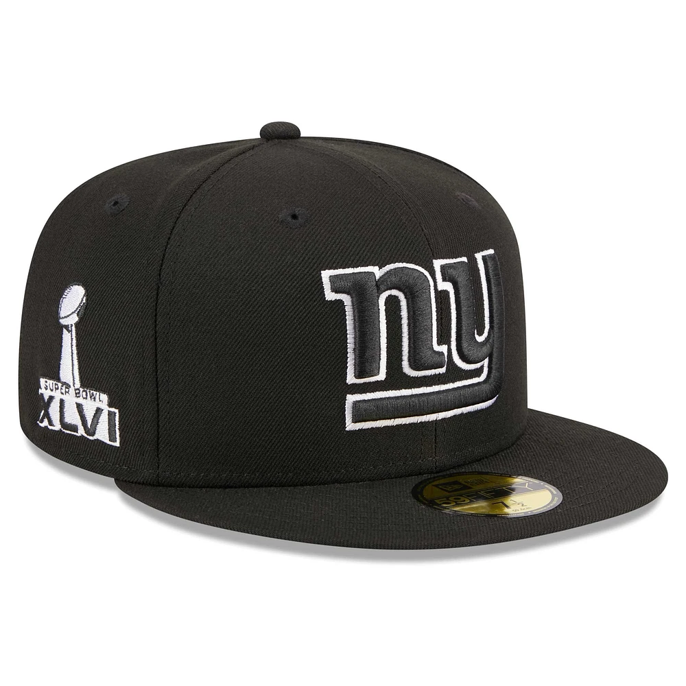 Casquette ajustée 59FIFTY New Era noire pour hommes des York Giants Main Patch