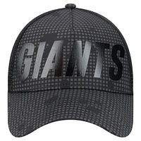 Men's New Era Black New York Giants  Midnight Ink Tonal Text A-Frame Trucker 9FORTY Adjustable Hat