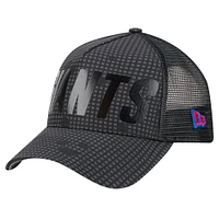 Men's New Era Black New York Giants  Midnight Ink Tonal Text A-Frame Trucker 9FORTY Adjustable Hat