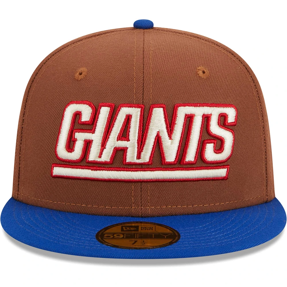 Casquette ajustée 59FIFTY New Era pour hommes, marron/royal, York Giants Harvest 75th Anniversary