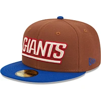 Casquette ajustée 59FIFTY New Era pour hommes, marron/royal, York Giants Harvest 75th Anniversary