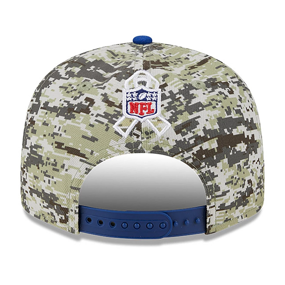 Men's New Era  Camo/Royal New York Giants 2023 Salute To Service 9FIFTY Snapback Hat