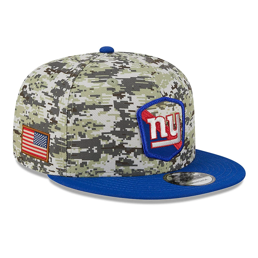 Men's New Era  Camo/Royal New York Giants 2023 Salute To Service 9FIFTY Snapback Hat