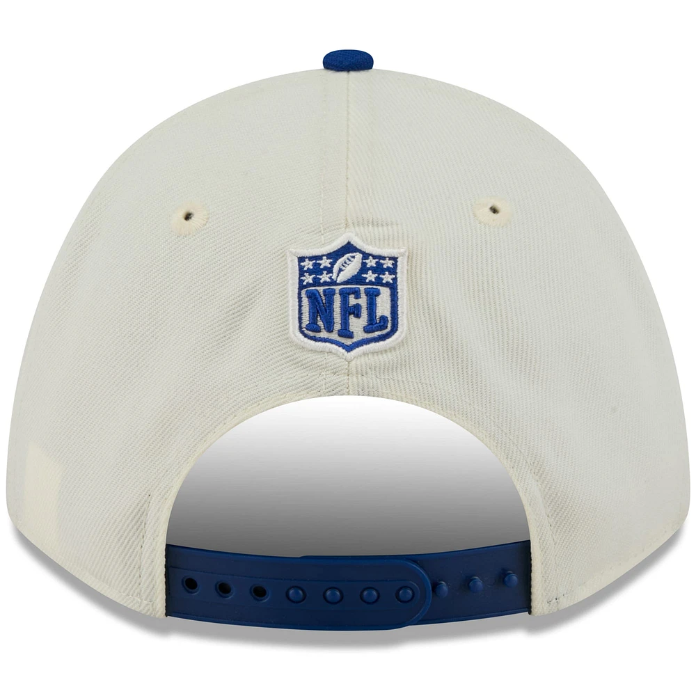 Men's New Era Cream/Royal New York Giants 2025 NFL Draft 9FORTY A-Frame M-Crown Adjustable Hat