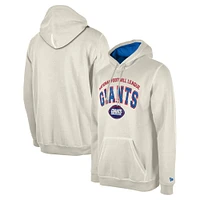 Sweat à capuche New Era crème York Giants Historic 3rd Down pour homme