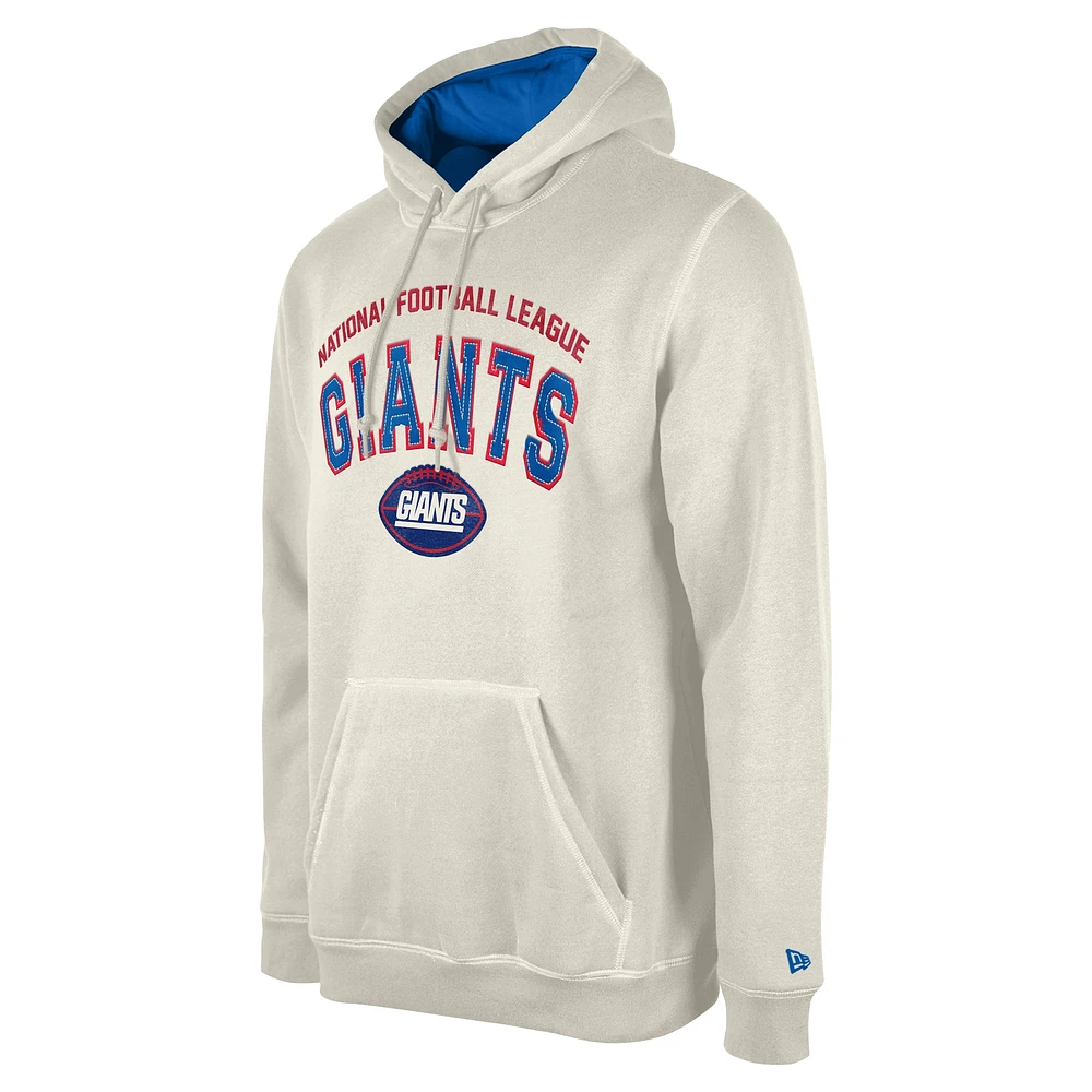 Sweat à capuche New Era crème York Giants Historic 3rd Down pour homme