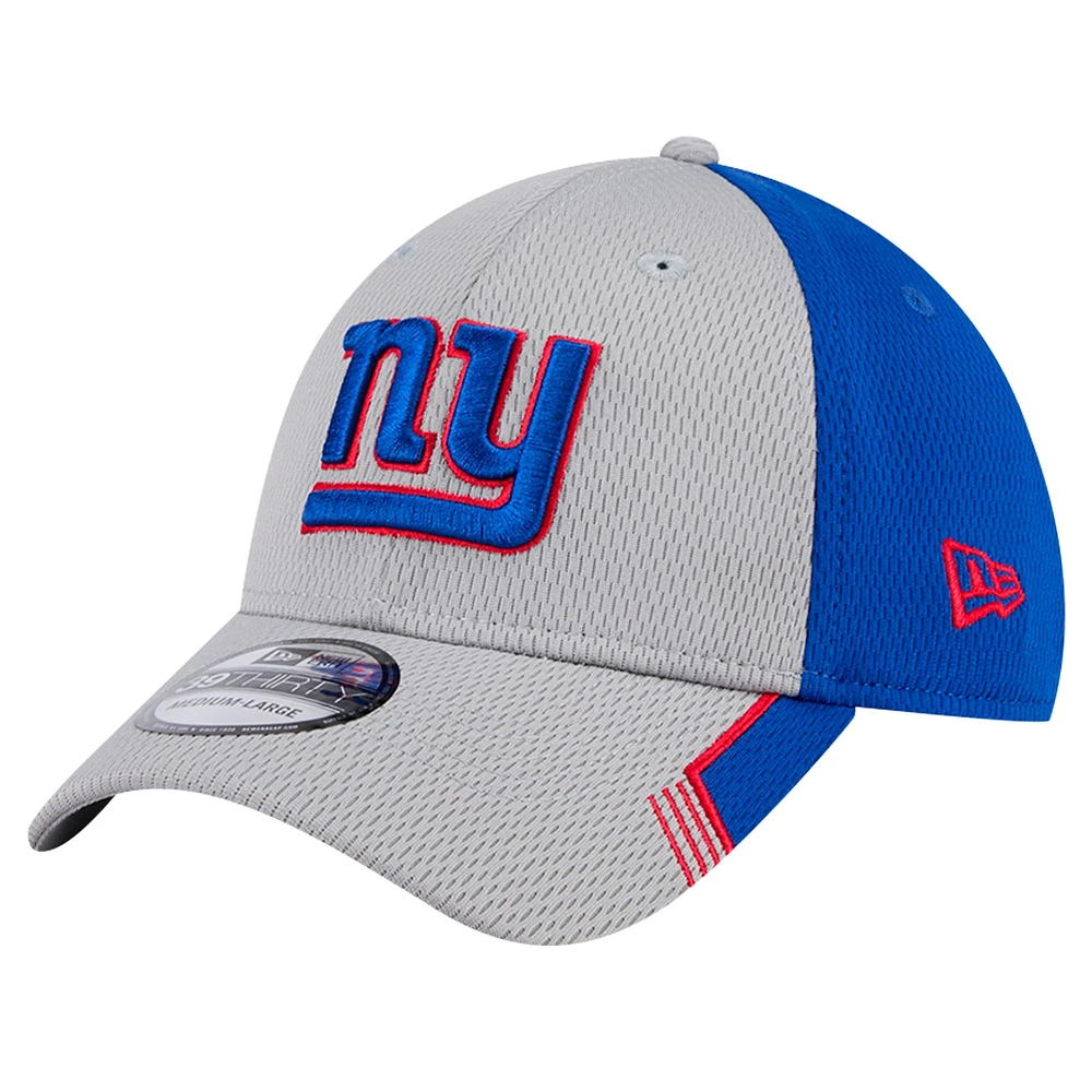 Men's New Era Gray York Giants Active Visor Trim 39THIRTY Flex Hat